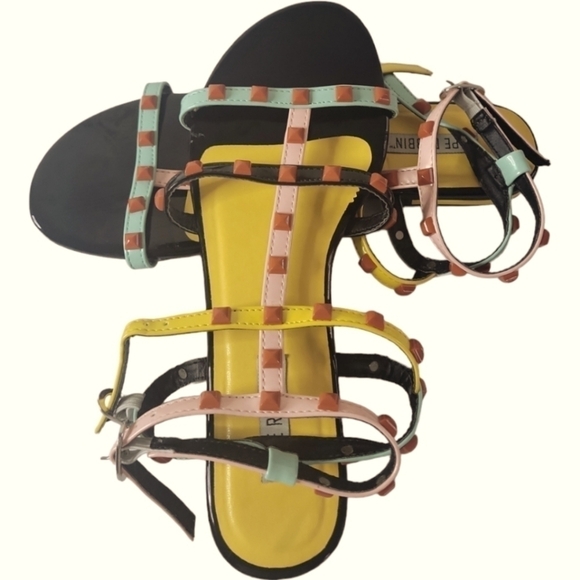 Cape Robbin Alexa-1 Studded Detailing Dual Buckle Patent Leather Sandals Sz 8 - Picture 6 of 7